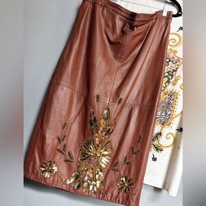 Sequin Floral Vegan Leather Skirt | XL